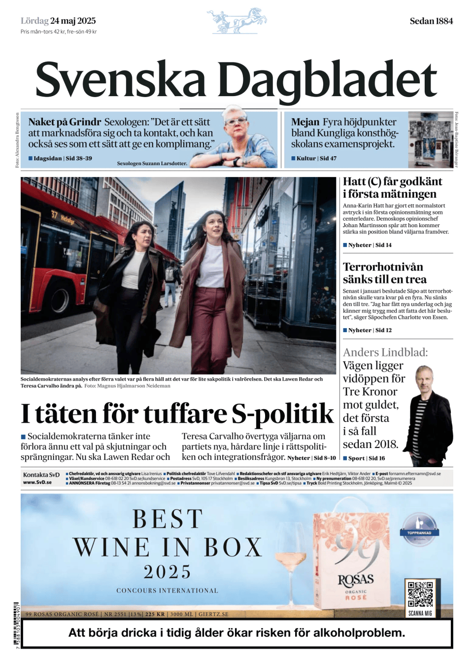 Prima-pagina-Svenska Dagbladet-edizione-di-oggi-20250524